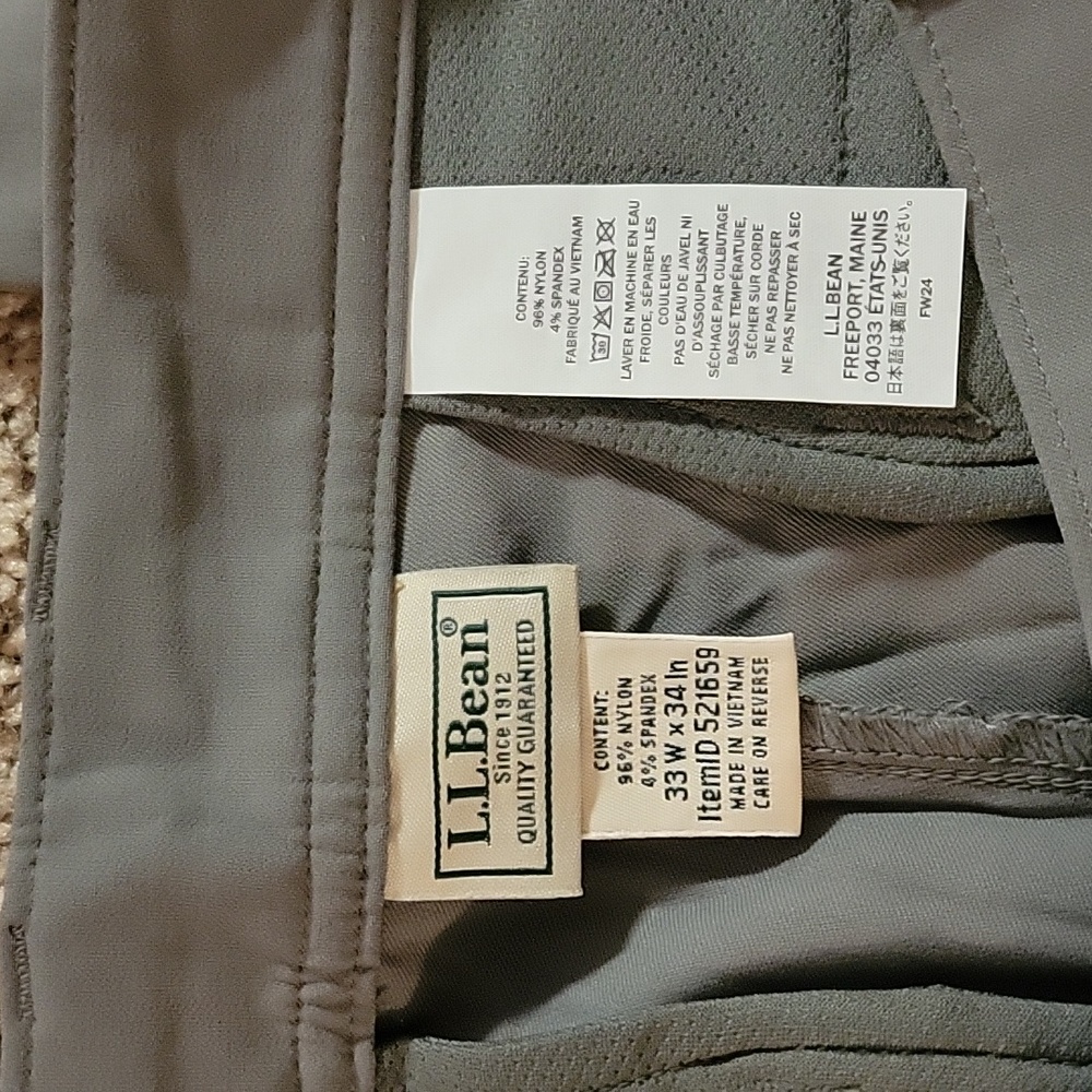 NWT L.L.Bean Venture Stretch Pants, Size 33x34 - Picture 5 of 6